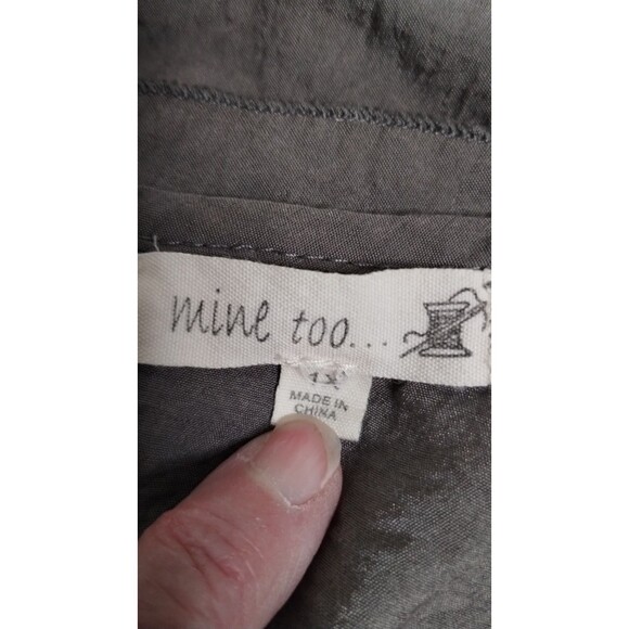 MINE TOO Women’s Tunic Layered Ruffle Collar Elastic Waist Silver Grey Top 1X - Picture 8 of 10